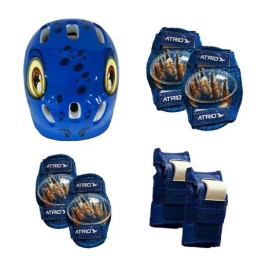 CAPACETE INFANTIL+KIT DE PROTEÇÃO DINOSSAURO